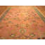 Tapis Oushak turc antique à motif géométrique Lage taille fond corail