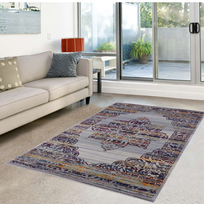Tapis à motif oriental gris Runkle
