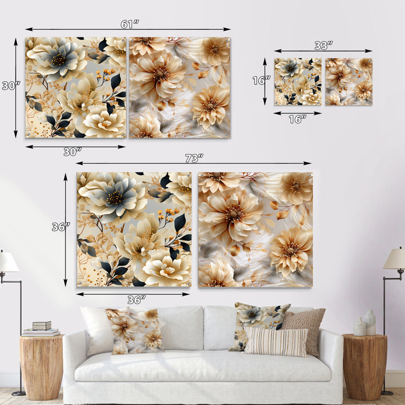 Apolline - ensemble de 2 art mural en verre acrylique, H 16 po x l 33 po