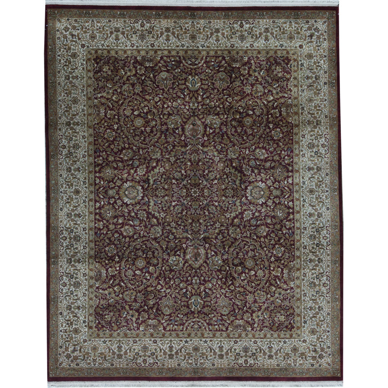 Tapis rouge et crème noué à la main de haute qualité