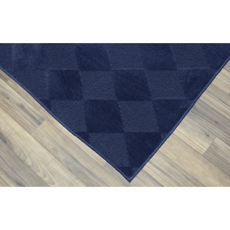 Tapis bleu touffeté à motif géométrique Thayer, Rectangle 5 pi x 7 pi