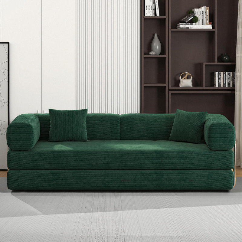 Canapé convertible Boneless Sleeper, Vert foncé, H 28,34 po x l 62,99 po x P 37,4 po