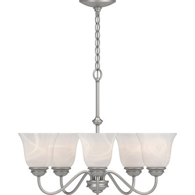 Kim 5-Light Classic/Traditional Indoor Hanging Chandelier with Alabaster Glass Bell Shades