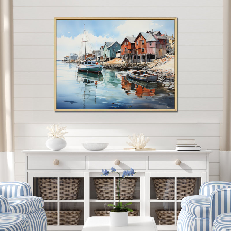 Port Harbor Reflections III, 30" H x 40" W, Cadre naturel flottant
