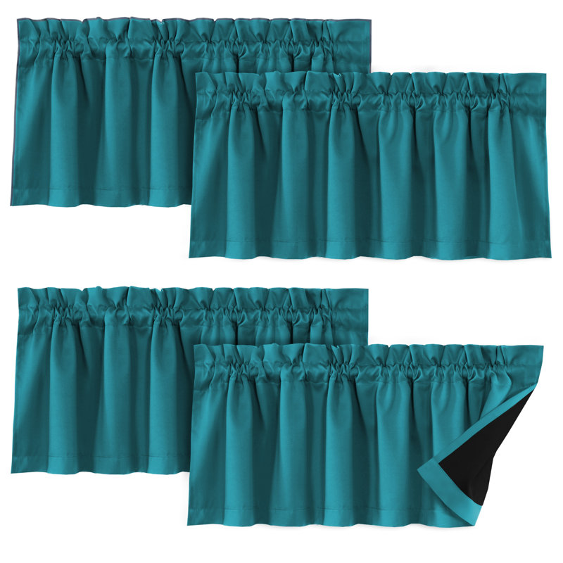 100% Blackout Curtain Valances for Kitchen Windows/Bathroom/Living Room/Bedroom Thermal Insulated Rod Pocket Valances for Windows, 4 Pack, 52" x 18"
