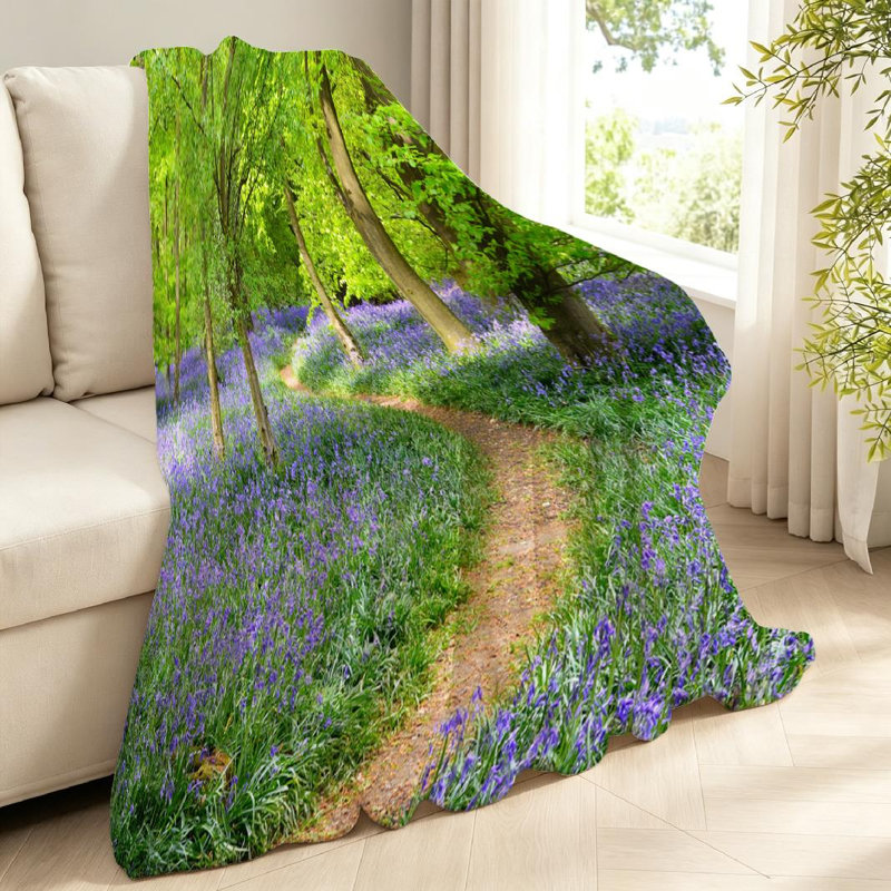 Jeté transparent en flanelle de polaire ultra douce, imprimé d'un côté Bluebell, Throw 40" x 50"