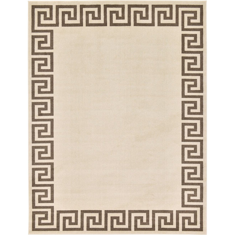 Tapis crème à motif géométrique Rhodes, Rectangle 9 pi x 12 pi