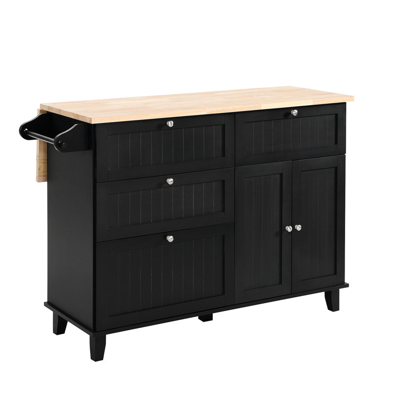Farmhouse Kitchen Island Set with Drop Leaf and 2 Seatings,Dining Table Set with Storage Cabinet, Drawers and Towel Rack