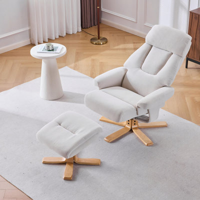 Fauteuil d'appoint pivotant à 360 ° en tissu rembourré et chauffant en tissu, fauteuil avec repose-pieds, confort ergonomique pour le salon, coin lecture, petit canapé simple pour chambre à coucher, bureau, appartement