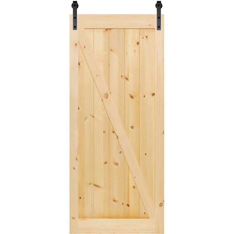 Porte de grange noueux en bois sans finition à panneau sans installation de quincaillerie d’installation