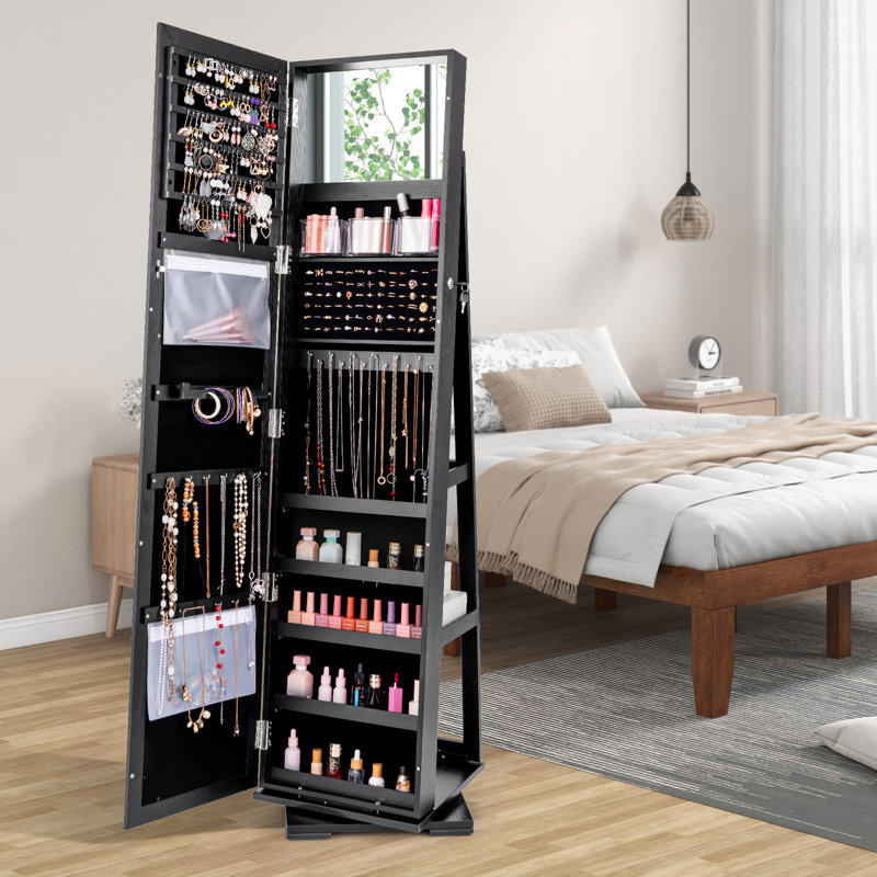 Freestanding Jewelry Armoire, Black