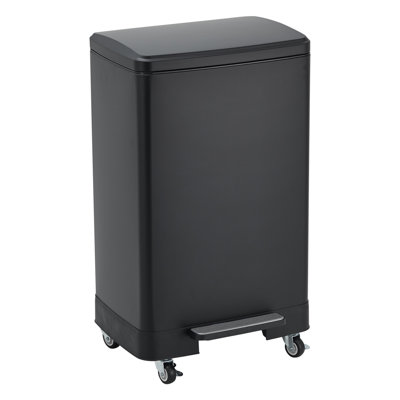 Poubelle de cuisine en acier inoxydable 16 gallons / 60 L avec seau intérieur amovible et roues, pour la maison