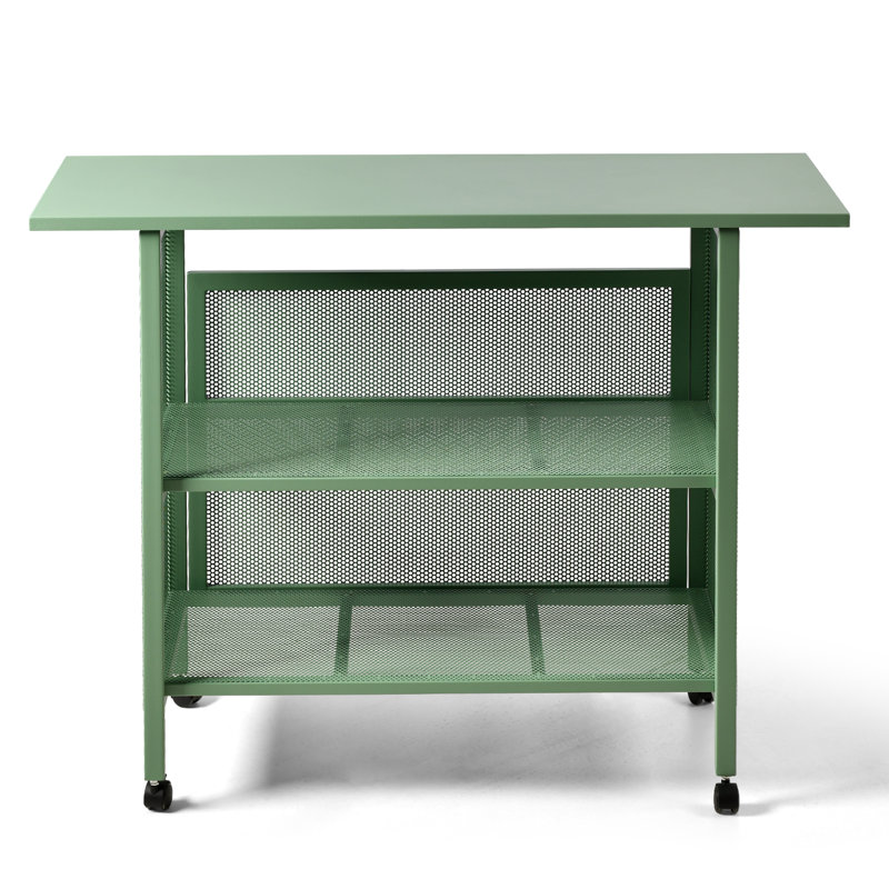 Chariot de cuisine industriel à 3 niveaux avec roulettes verrouillables, Vert