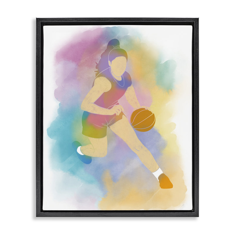 Cadre flottant coloré Sports Basketball, design par Marcus Prime, Cadre flottant noir de jais, H 21 po x l 17 po