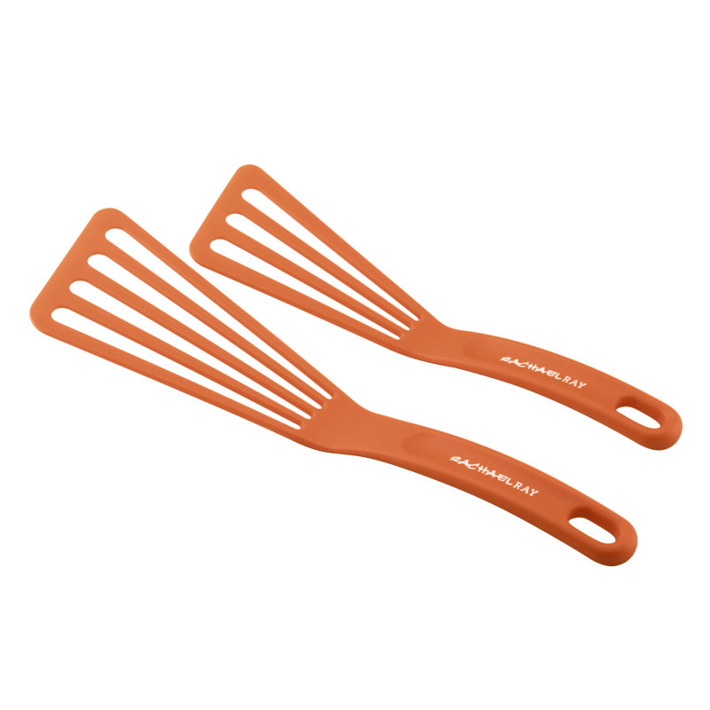 Orange Nylon Slotted Turner and Spatula Set with Veg-A-Peel, 6-Piece