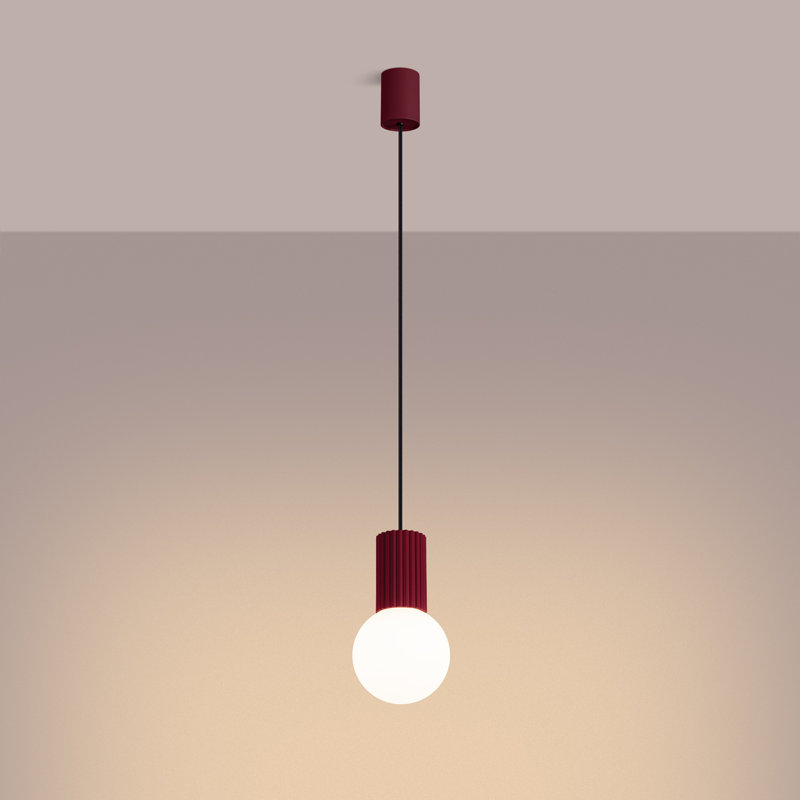 Bernis 1 - Light Brushed Nickel Pendant, Burgundy