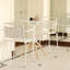 Table de salle à manger pliable ronde blanche avec pieds en grain de bois, parfaite pour 2 à 4 personnes, bureau circulaire en métal de 23,6 po, imperméable et résistante à la rouille, table d'économie d'espace industrielle pour la cuisine, appartement-117495568