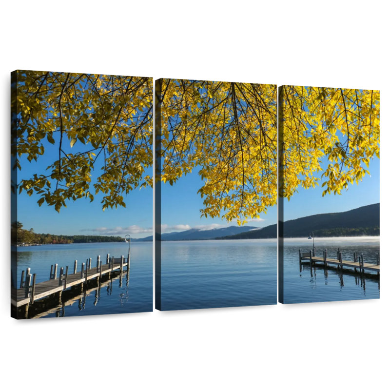 Vue matinale du lac George à Alvord, H 42 po x l 65 po