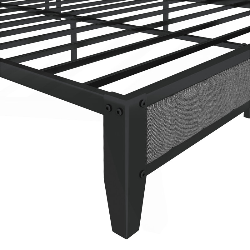 Base de lit grand format avec station de charge, tête de lit tapissier, plateforme en métal