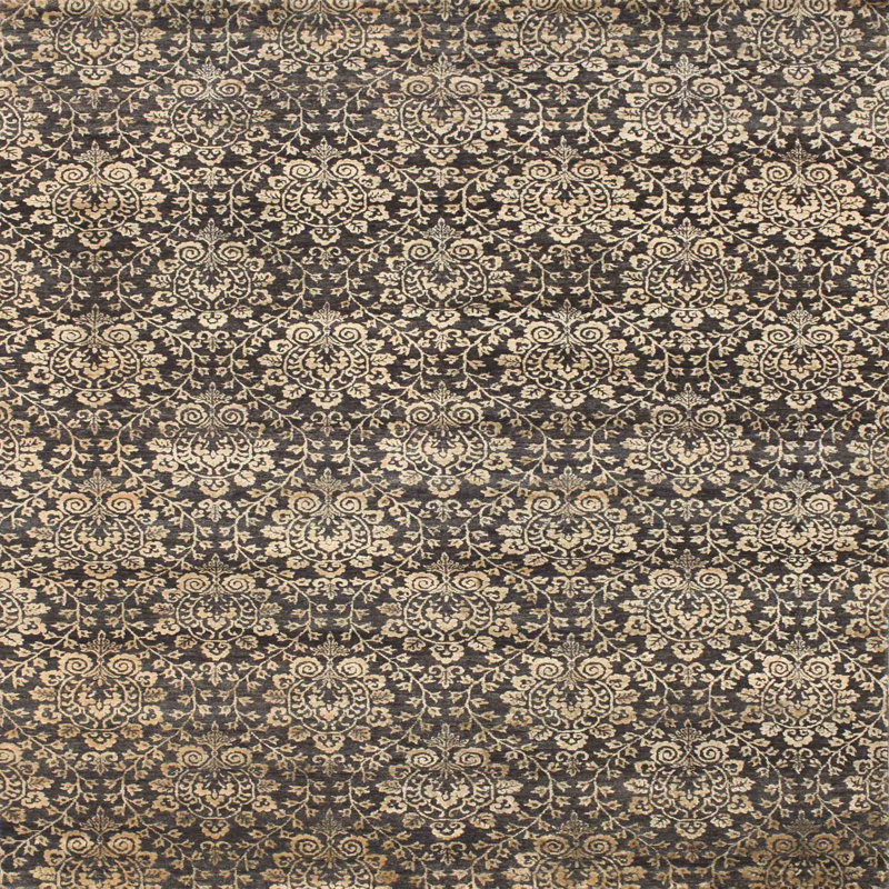 Tapis beige/noir contemporain, Carré 4 pi