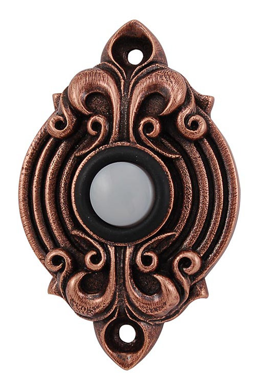 Sforza Push Button Doorbell, Antique Copper