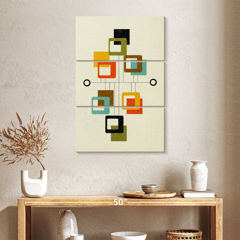 Avery Mid-Century Floating Square Shapes, 38" H x 24" W