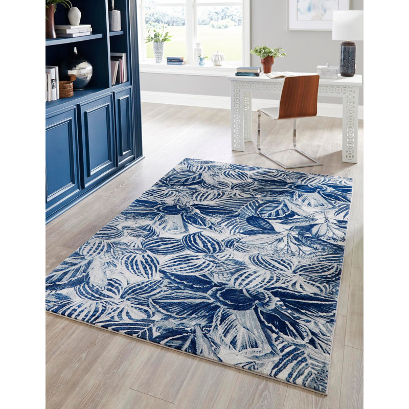 Tapis bleu marine à tissage unique, Rectangle 2 pi x 3 pi