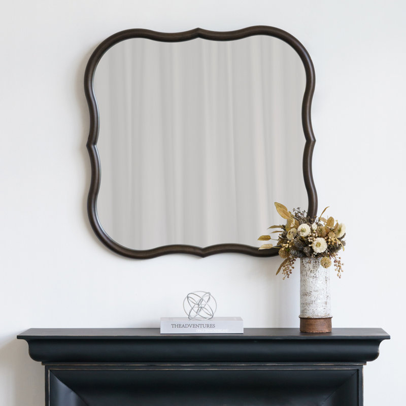 Vanity Scalloped-edge decorative wood wall mirror