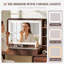 Coiffeuse incurvée moderne Maud avec miroir HD de 90,4 cm (35,6 po), 5 tiroirs, prise de courant, éclairage DEL réglable et station de recharge.-80310899