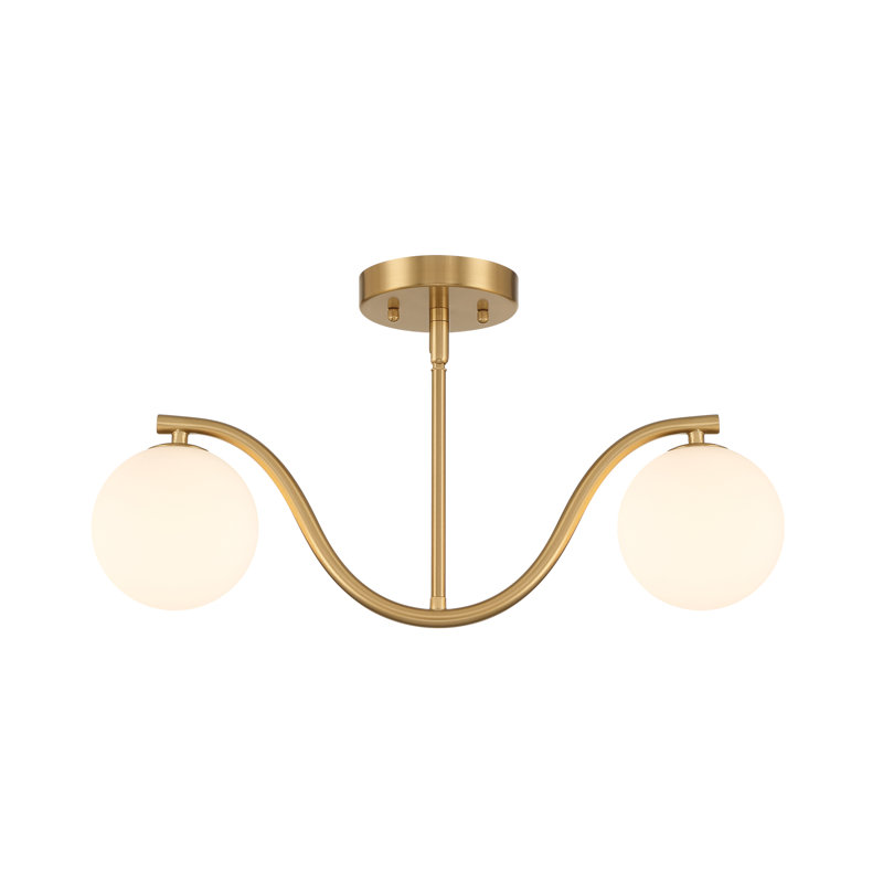 Double Wave Globe Chandelier with White Jade Glass
