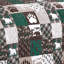 Ensemble de couvre-lit 3 pièces à motif d'ours et de pattes Patchwork-119297649