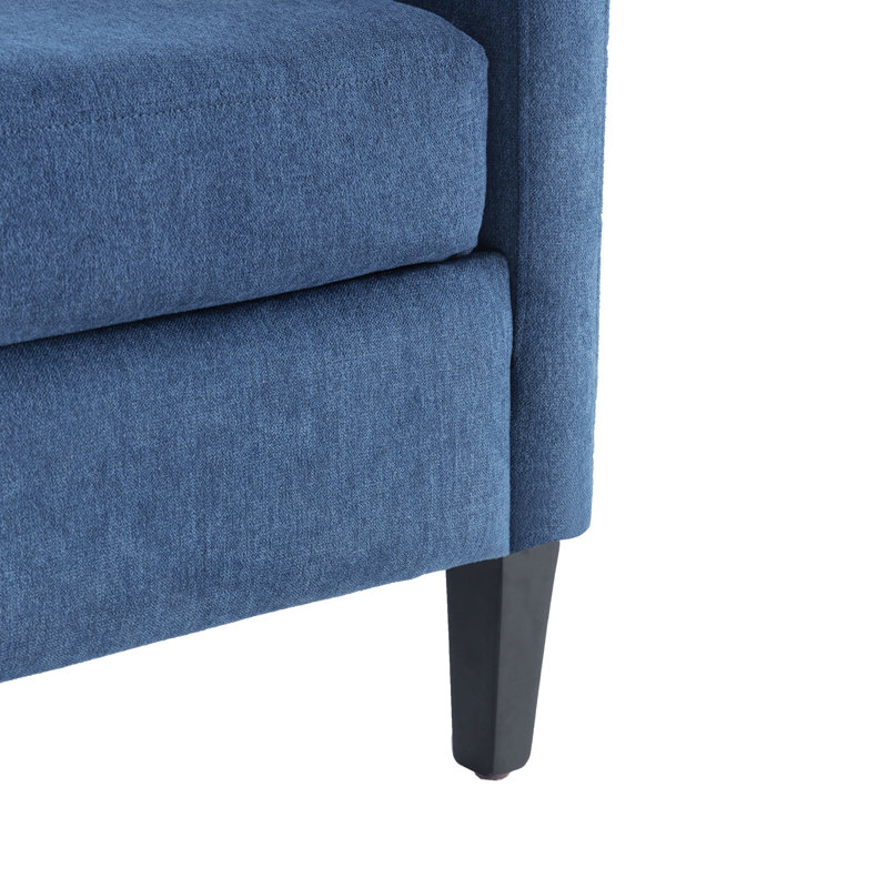 Fauteuil club en tissu Raeshon, Polyester bleu