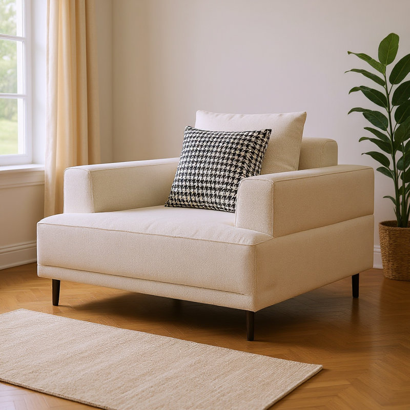 Canapé moderne à assise profonde avec coussins, pieds hauts, canapé de salon confortable, canapé d'appartement