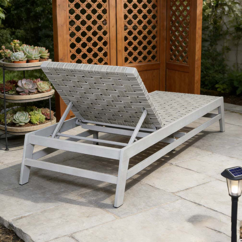 Chaise longue d'extérieur en corde, Gris, GRIS CLAIR