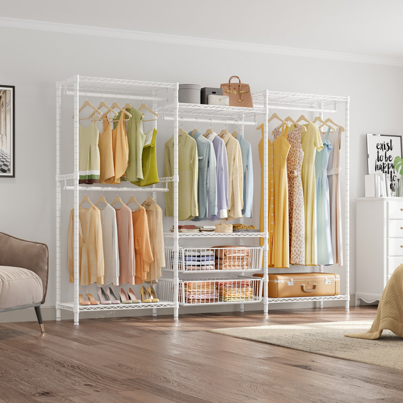 VIPEK V10i 85.4" Wire Garment Rack with 2 Slid Baskets,White, , White