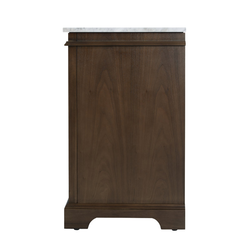Elgin 60"W Marble Top 4 Drawer Double Bathroom Vanity, Brown, Walnut Brown