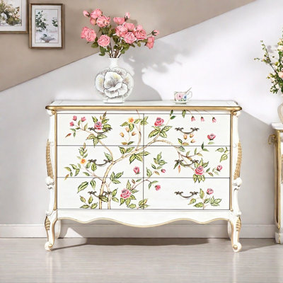 Simple Hand-painted Distressed Wooden Sideboard