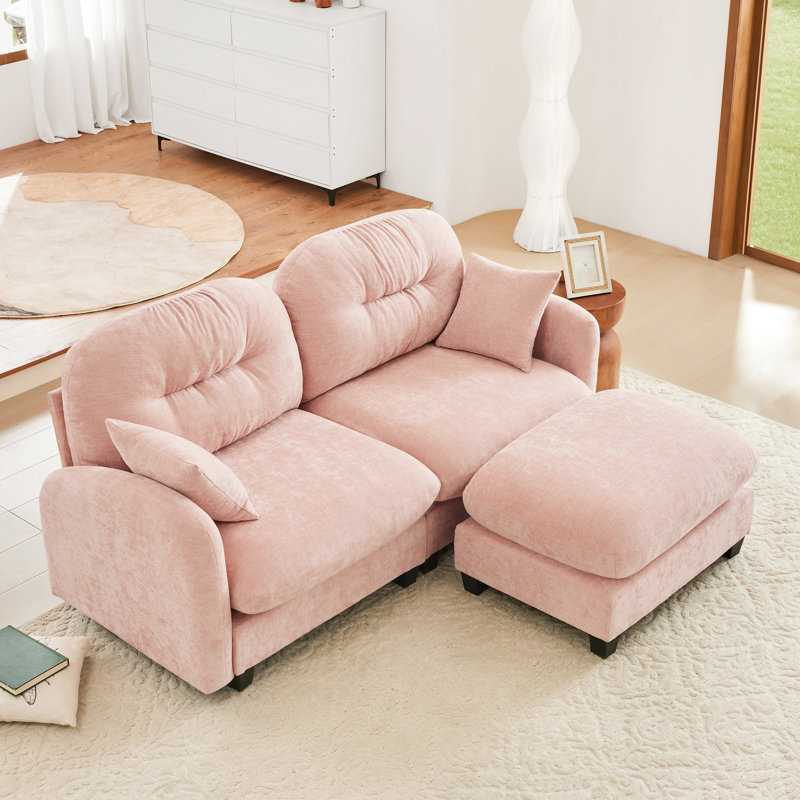 Canapé rose en forme de nuage avec assise moelleuse et douce en chenille