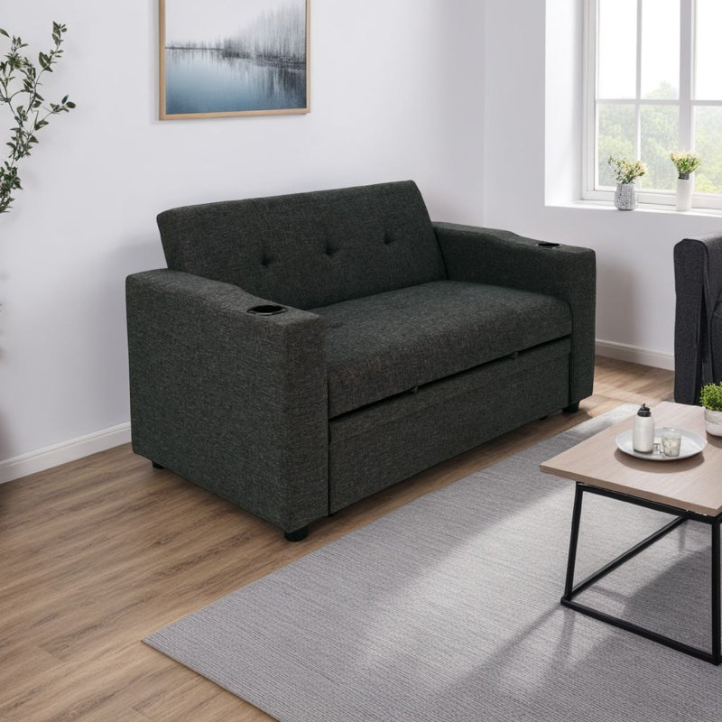 Canapé Yefry, H 33 po x l 59 po x P 34 po, Mélange de lin gris anthracite