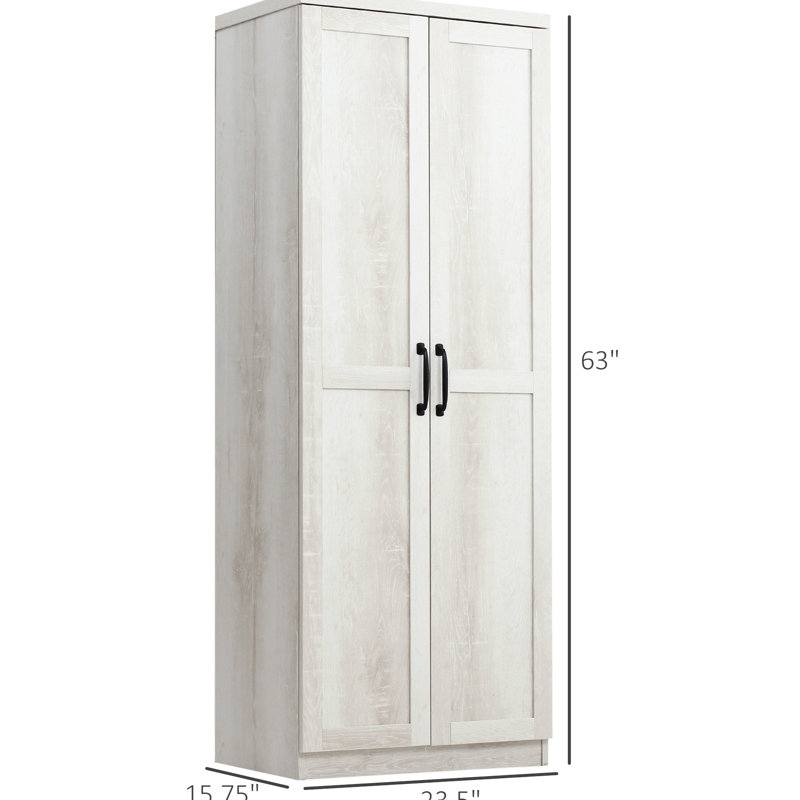 63" Freestanding Kitchen Pantry Cabinet, 5 Shelving With 2 Doors, White For Dining Area Doors Antique Pantry, Room Use