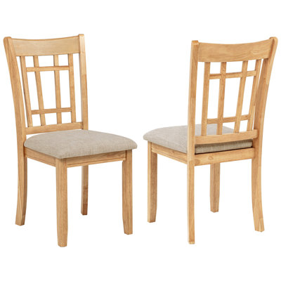 Wood Dining Side Chair Linen (Set of 2)