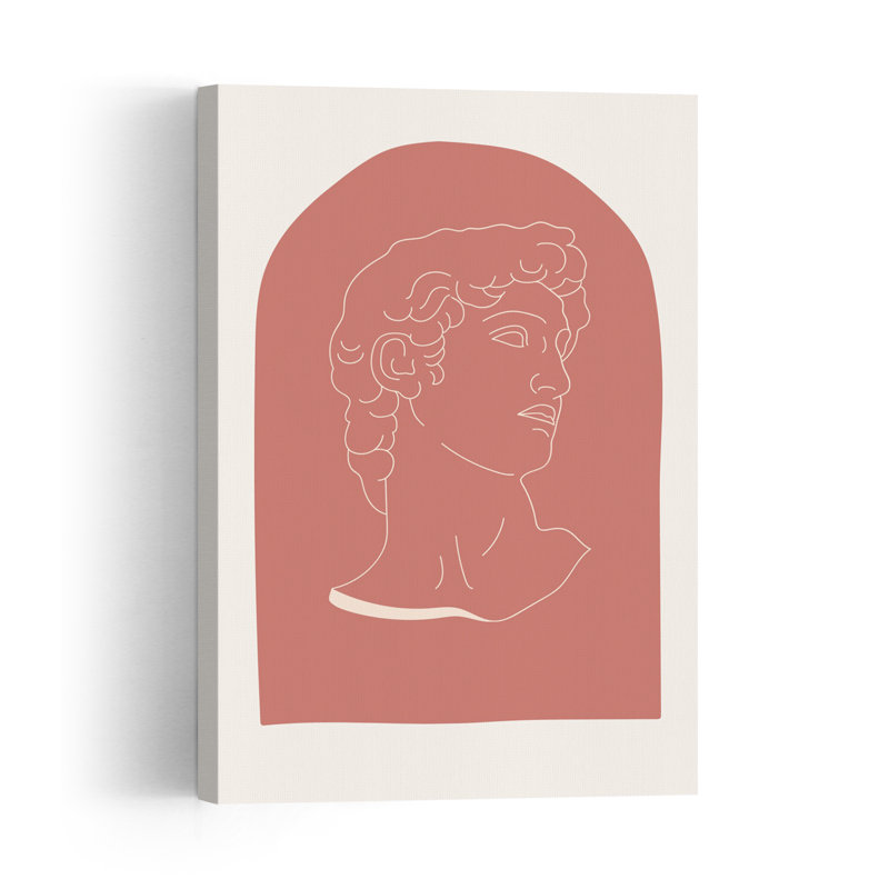 Affiche murale représentant un buste de David, une architecture abstraite classique et minimaliste., H 60 po x l 40 po