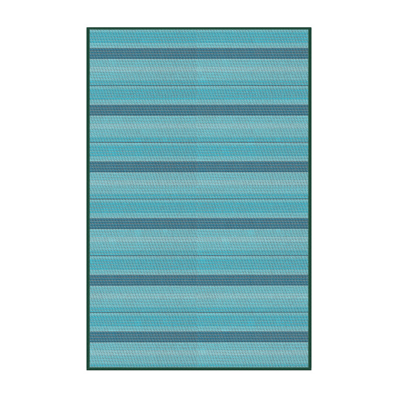 Tapis décoratif bleu rayé, Rectangle 5 pi x 7 pi
