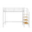 Lit mezzanine en métal de taille simple, avec une grille de rangement supérieure et une échelle de rangement latérale-2038859305