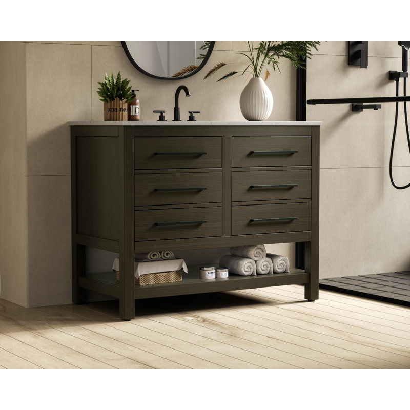Meuble-lavabo simple 42 po_Moderne_VF60542, Brun moka