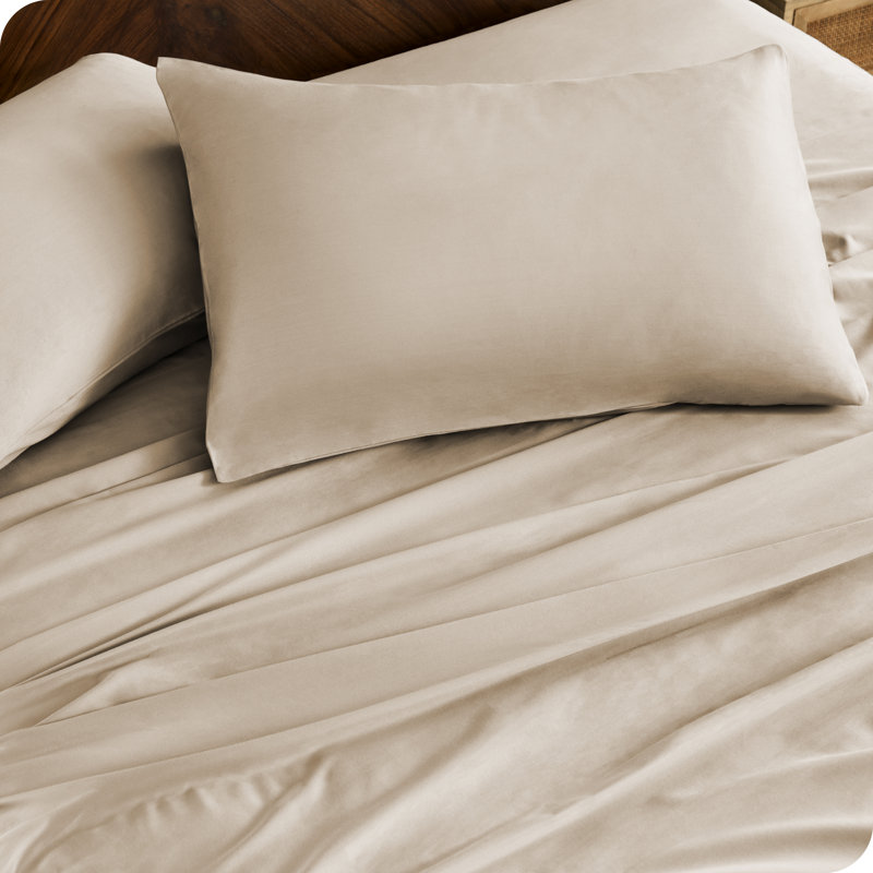 Twin XL French Beige Organic Cotton Percale Sheet Set