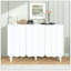Armoire à chaussures minimaliste avec 5 pieds en bois massif, armoire buffet style avec tablettes réglables, grande armoire de rangement avec portes ondulées pour le salon-2080456917