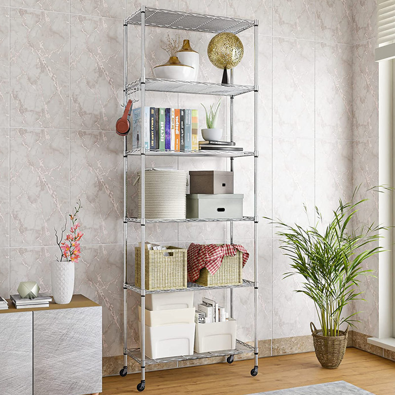 Étagère à 5 niveaux avec roulettes H 72 po x l 23,2 po x P 13,78 po Manry