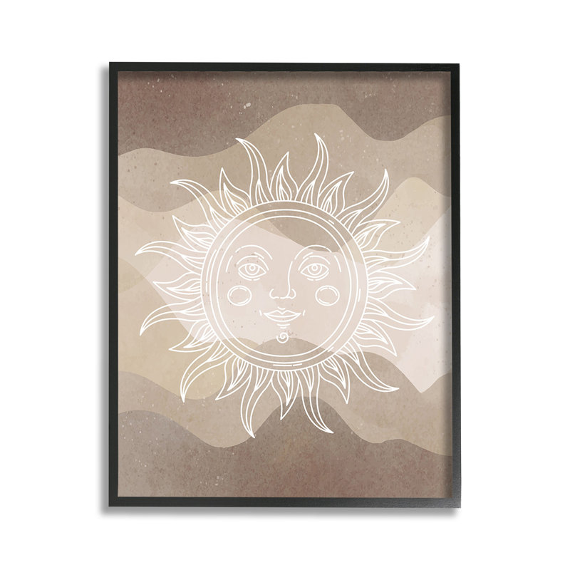 «Boho Celestial Sun», art mural par Lil 'Rue, Giclée encadrée noir minuit, H 11 po x l 14 po