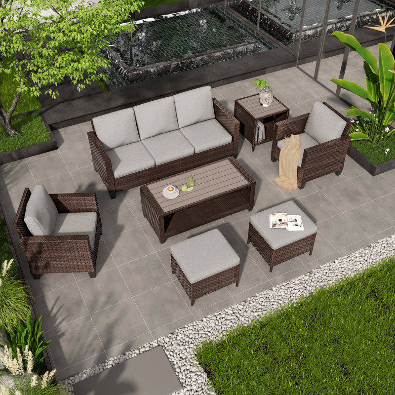 Ensemble de conversation d'extérieur pour 5 personnes avec coussins Shanesse, Brown, Leaden Grey